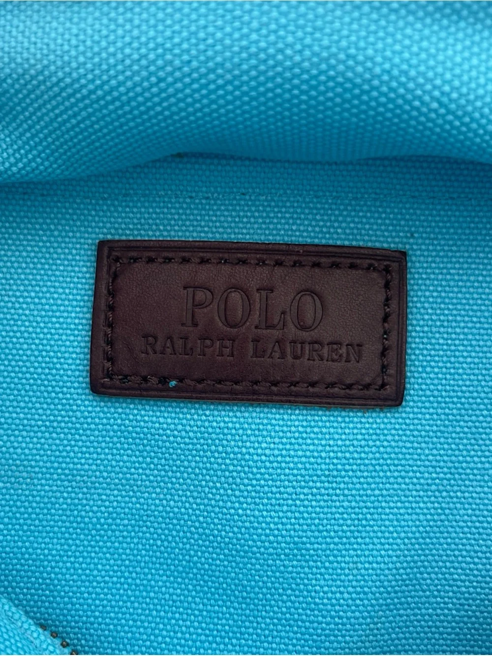 Polo Ralph Lauren  Light Blue Big Pony Zip Cotton Canvas Tote Bag RARE